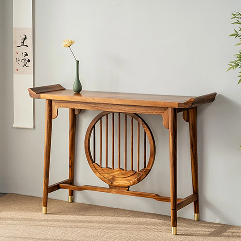胡桃木全实木现代玄关柜条案桌禅意案几供桌端景台简约新中式艺术