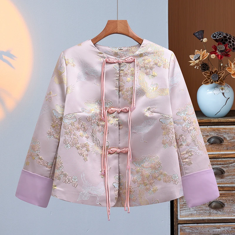 新中式外套女长袖复古加厚日常中国风秋冬立领冬季短款百搭显瘦