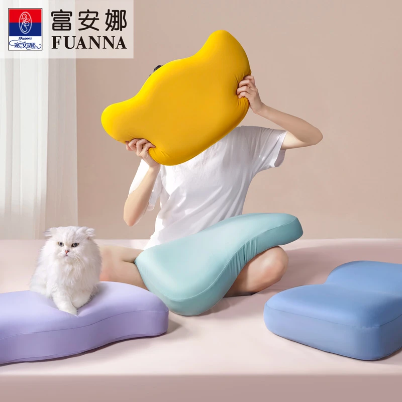 富安娜家纺爆款猫肚软感触感时尚马卡龙色系猫肚枕喵喵枕柔软