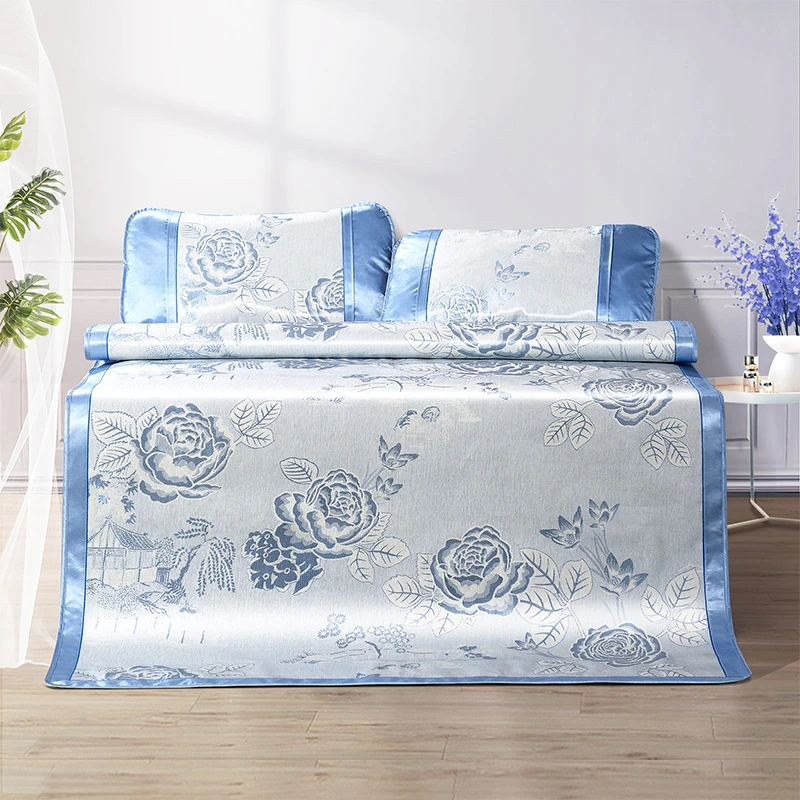 富安娜家纺凉席冰丝席提花凉席夏天家用夏季透气亲肤学生凉席