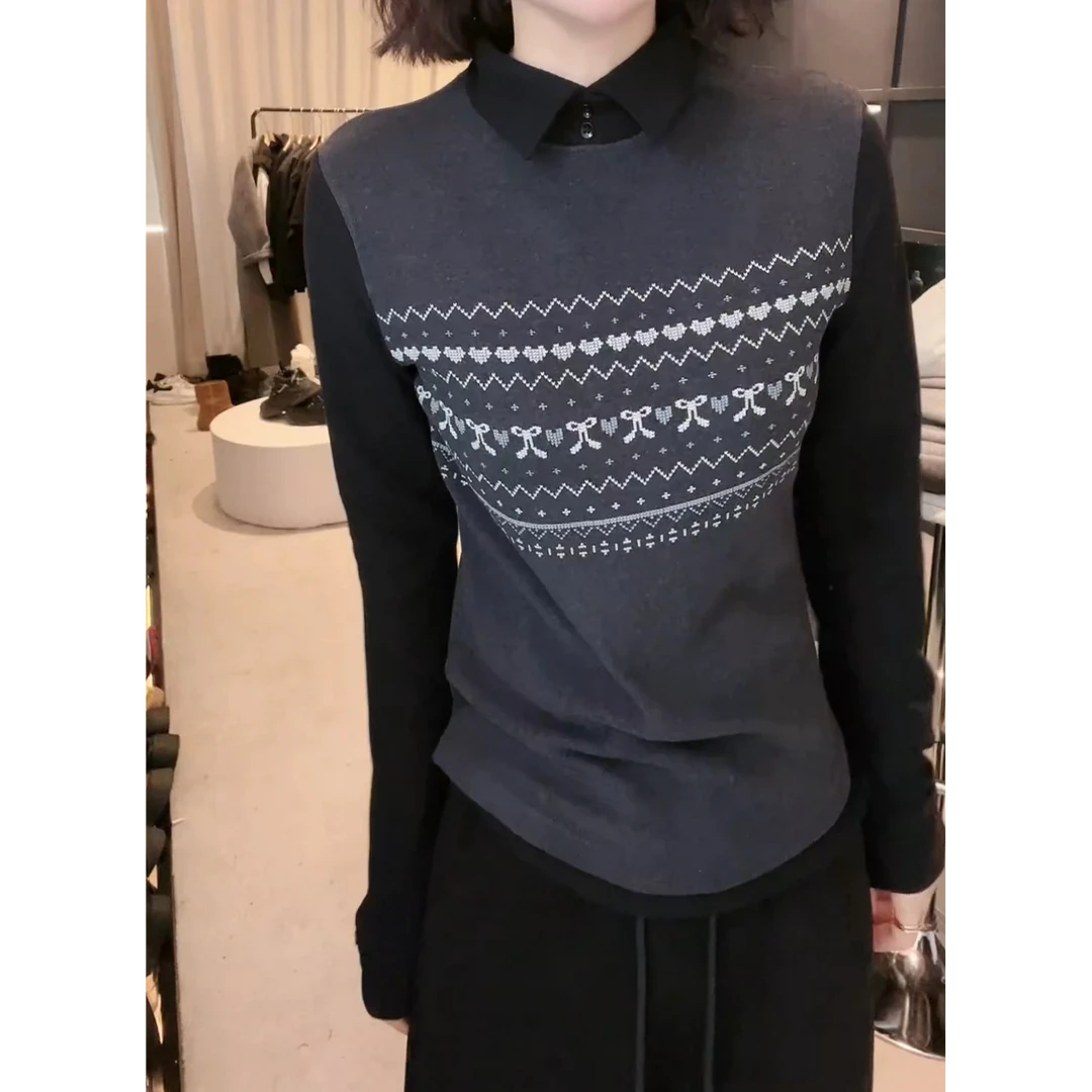 2024新款时尚冬款翻领设计感时尚百搭长袖显瘦上衣款女LK2500765