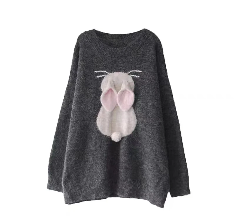 2024法式立体小兔子针织毛衣女新款宽松套头叠穿上衣