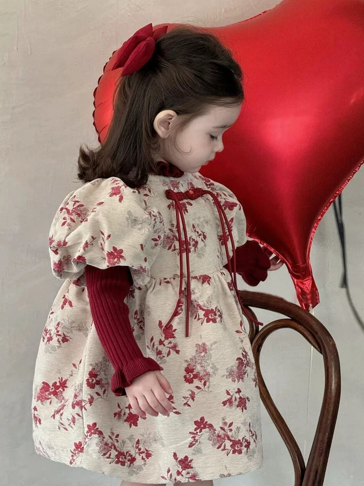 【黎安当当】2024冬款古装国风泡泡袖旗袍公主裙拜年服-68206