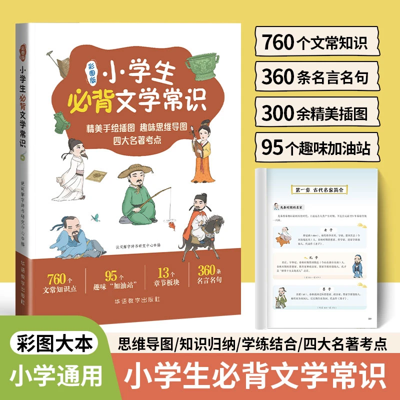 小学生必背文学常识 精美手绘插图 趣味思维导图 四大名著考点