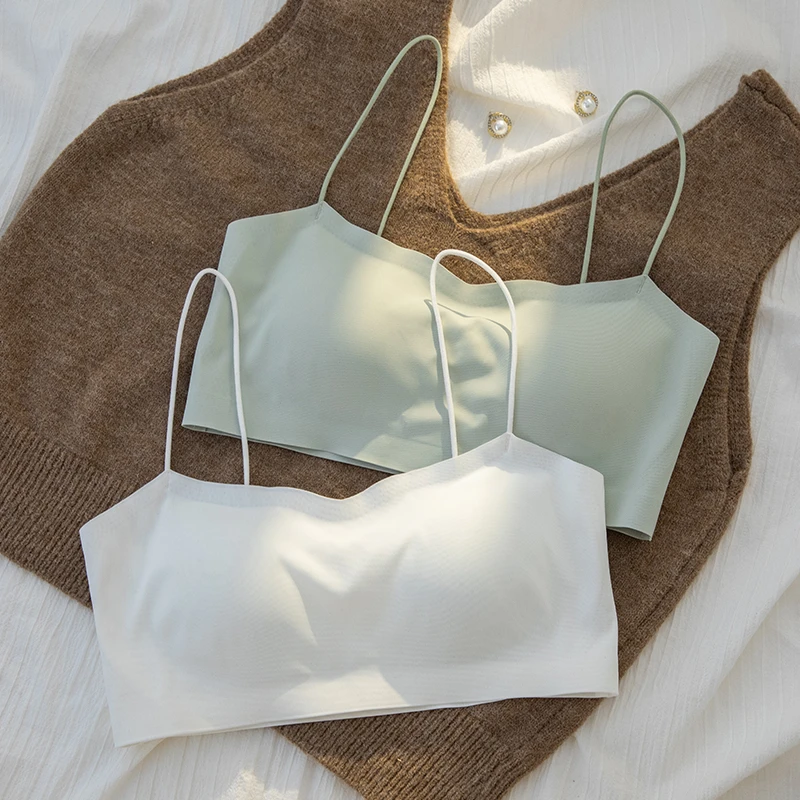 抹胸美背内衣女防走光显小少女小吊带薄款内搭无痕打底短款背心女