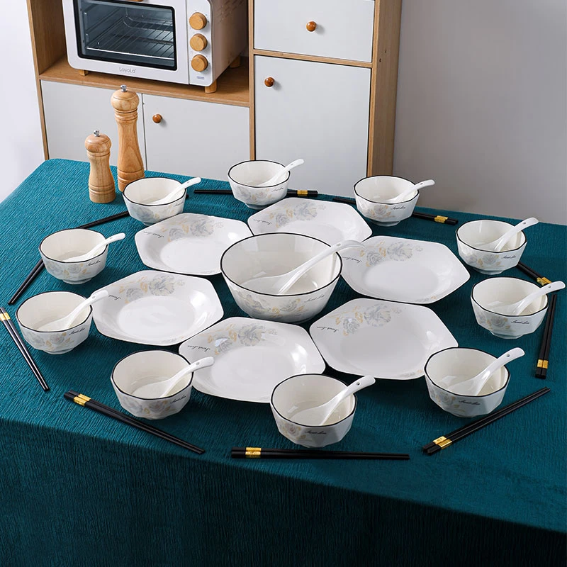 【展会专属】句途38件甜蜜蜜家用团圆碗盘餐具套装家用饭碗菜盘