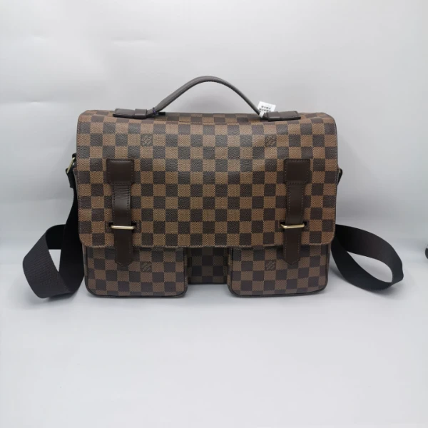 99新 LouisVuitton/路易威登 97新16697 LV 棕棋盘格斜挎包骆驼