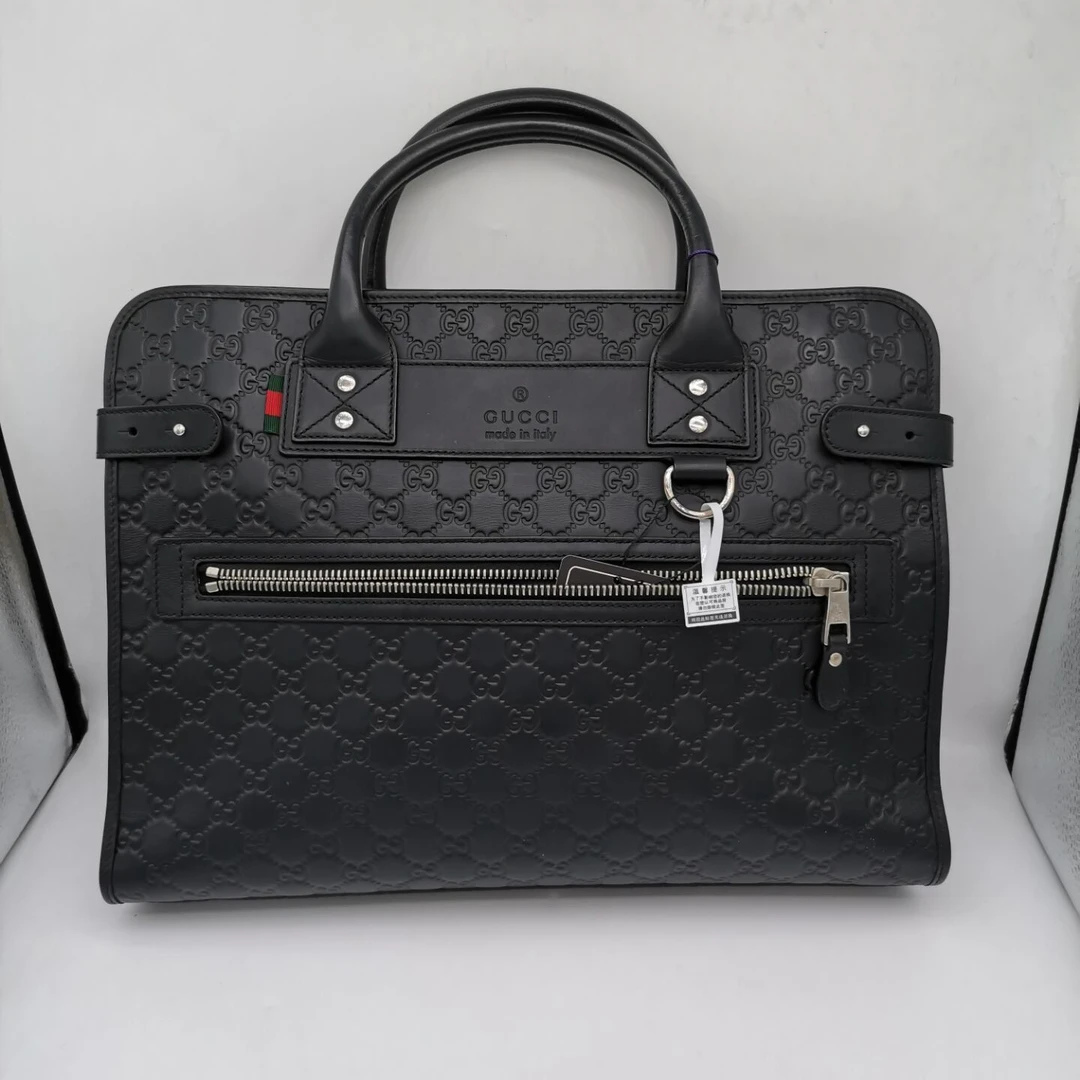 95新 GUCCI/古驰  95新16485 古驰 黑色压纹手提包男士商务经典