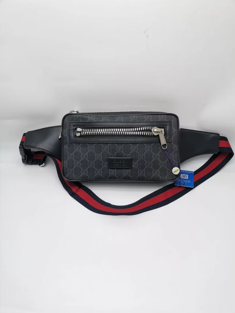 99新 GUCCI/古驰  98新 16677 古驰 黑花老花  印花腰包男士单肩