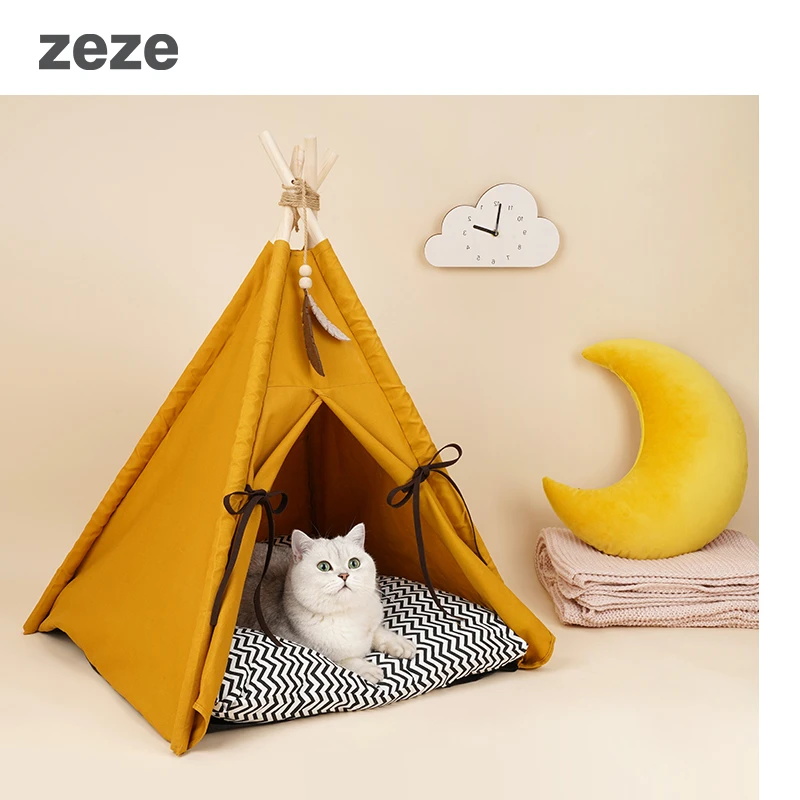 ZEZE宠物帐篷落日黄猫窝宠物屋半封闭式冬季保暖可拆洗猫咪用品