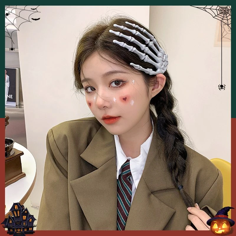 骷髅手爪发夹万圣节搞怪装扮头饰女手骨架恐怖整人发卡发饰配饰品