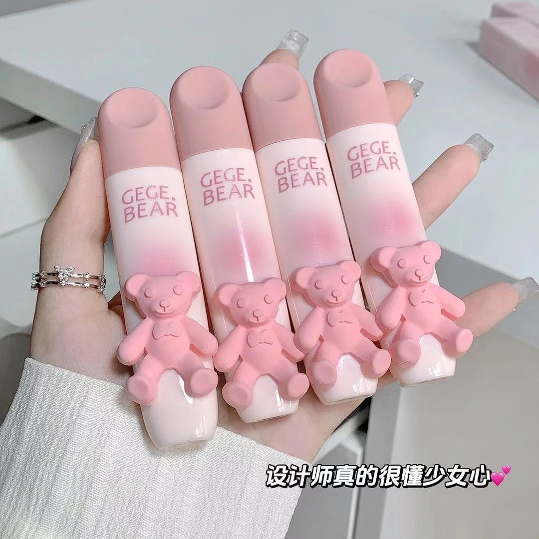 戈戈小熊嫩彩唇釉柔雾绵绵奶雾显白可爱哑光唇彩泥伪素颜口红学生