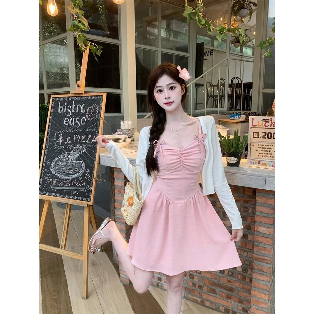 【靓丽穿搭】夏季吊带显瘦性感纯欲绝美修身简单大方减龄大码连衣裙