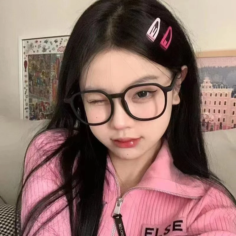 黑框素颜眼镜女可配度数近视眼镜框架打脸显瘦超轻防蓝光抗辐射