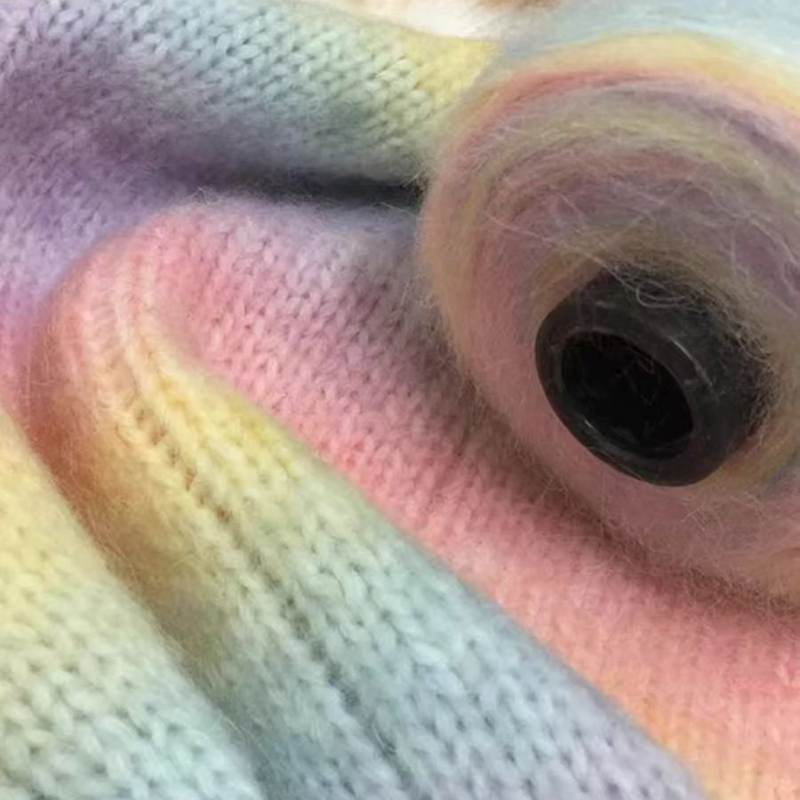 彩虹渐变羊毛线喷毛马海手工编织绒毛柔软手编家用细线毛衣绒线