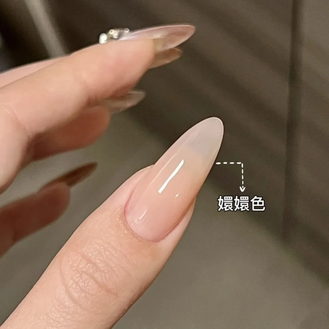 华妃摸脸纯手工光疗穿戴甲极简奶油穿戴甲可拆卸式贴片温柔风