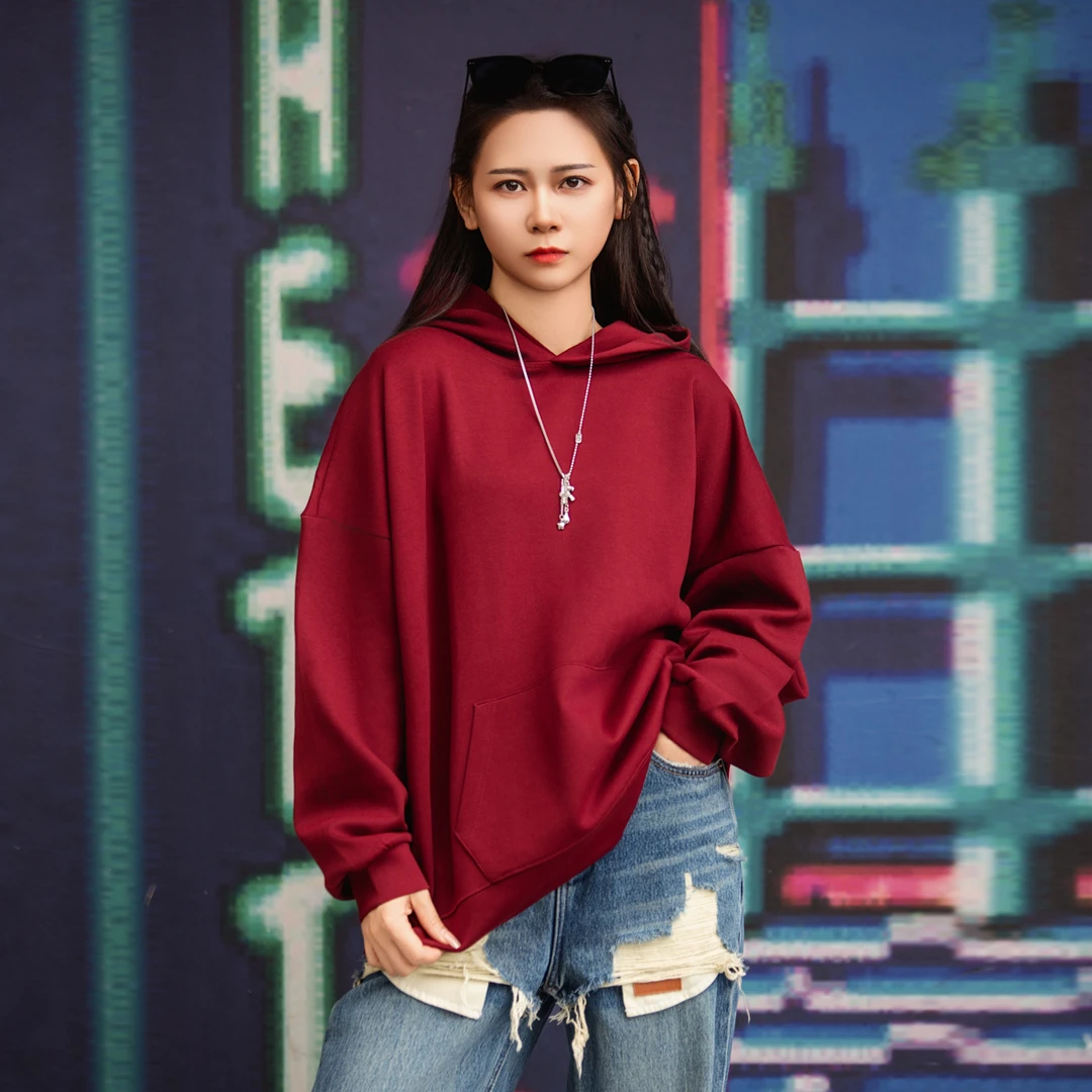 套头卫衣长袖连帽宽松男春秋款休闲运动上衣潮牌外套纯色重磅卫衣