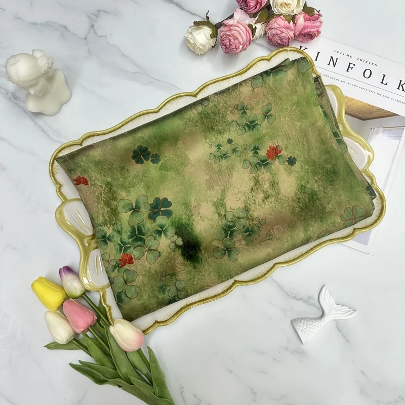 【四叶草】 香云纱 真丝 提花花萝 40姆米 料子 宽70cm*长180cm