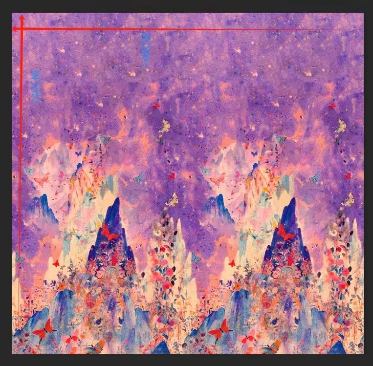 A045（梦蝶江山）规格140*140厘米 香云纱   面料 布头