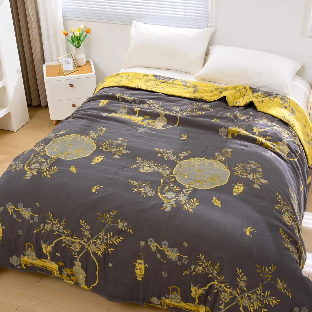 【窗影疏竹】微瑕 八斤 黑金高端轻奢羊绒蛋白被200*230cm