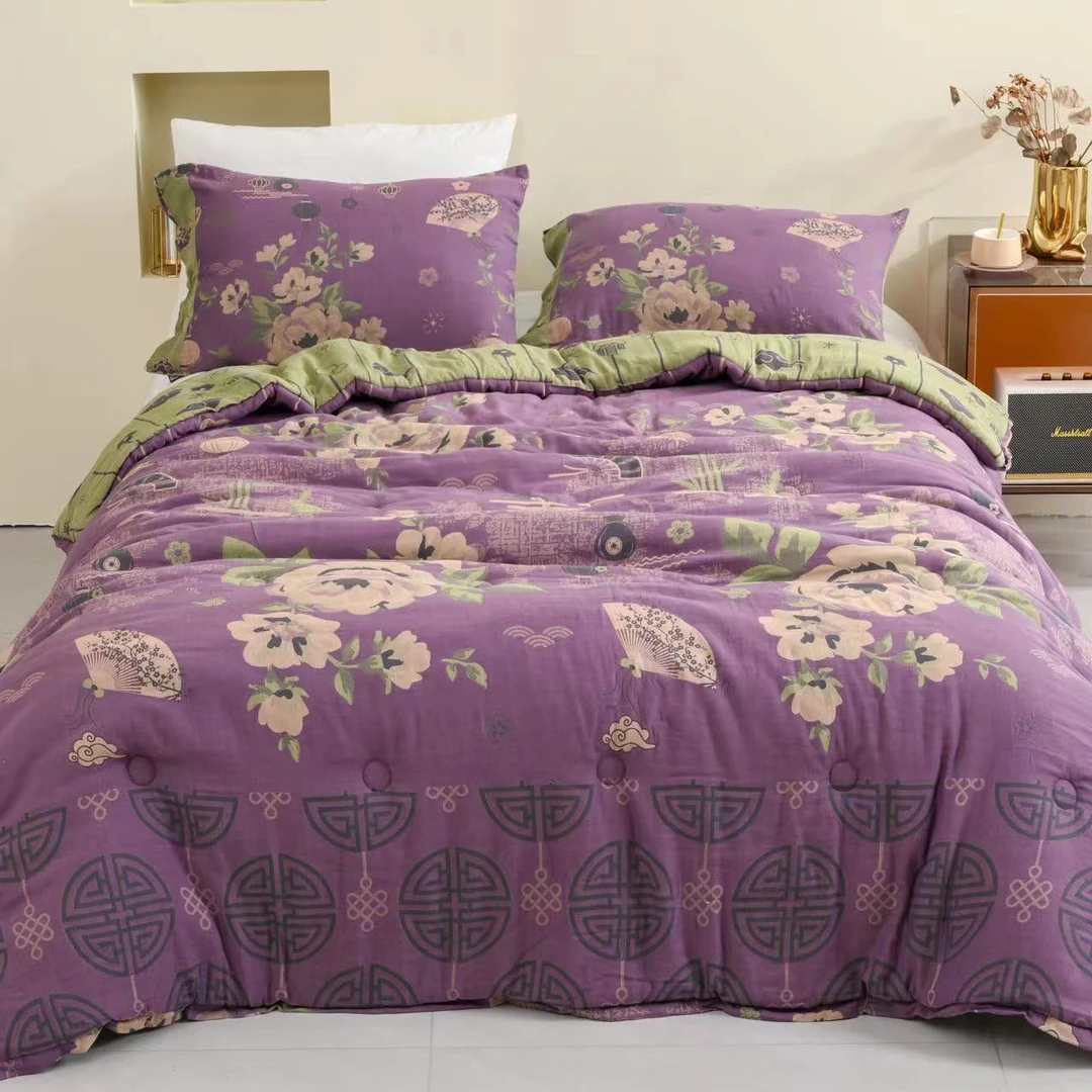 【星野琉璃】紫全棉双层纱羊绒蛋白保暖被柔软亲肤轻奢2*2.3微瑕