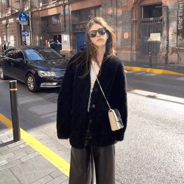 新款冬韩系慵懒风毛衣开衫保暖毛毛宽松长袖上衣ins风秋冬厚外套