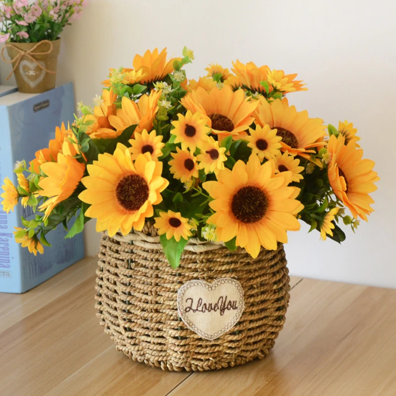 草编蝴蝶兰花盆高端客厅大气摆件绿箩花盆仿真高档手工田园风编织