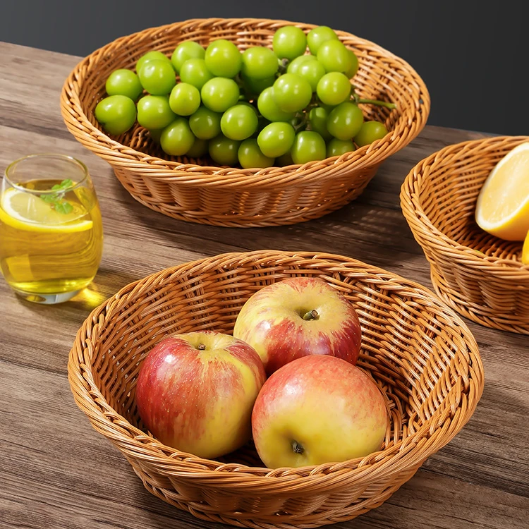 手工编织面包篮客厅家用水果篮新年零食收纳篮水果收纳筐