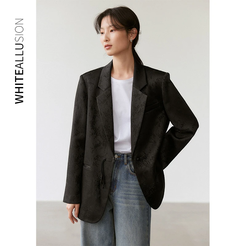 年终大促【1662】新中式提花西装感国风盘扣小西装