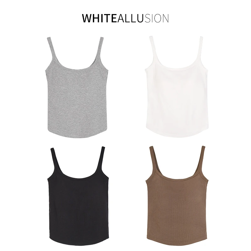 素典【叠穿美背】百搭美背~带胸垫内搭磨毛U领外穿针织背心2555