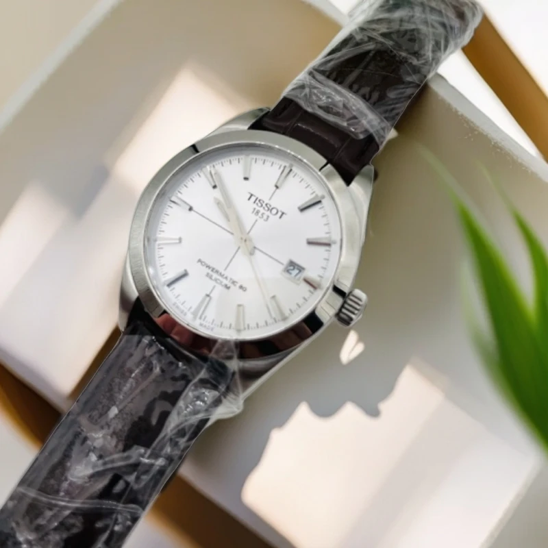 99新 Tissot/天梭 奢宝/风度/白盘皮带/尺寸40/硅油丝/瑞士男表