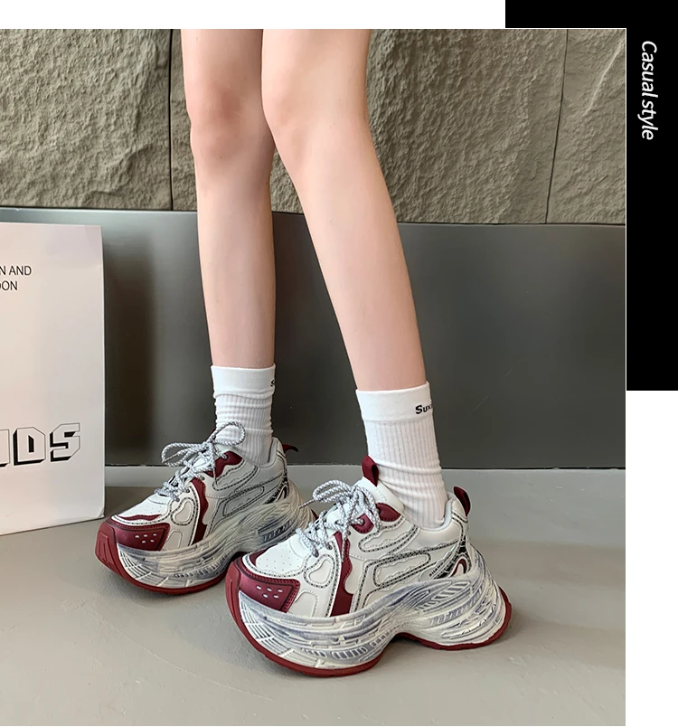 老爹鞋女2024早秋季新款厚底跑步增高时尚百搭透气网面运动休闲鞋