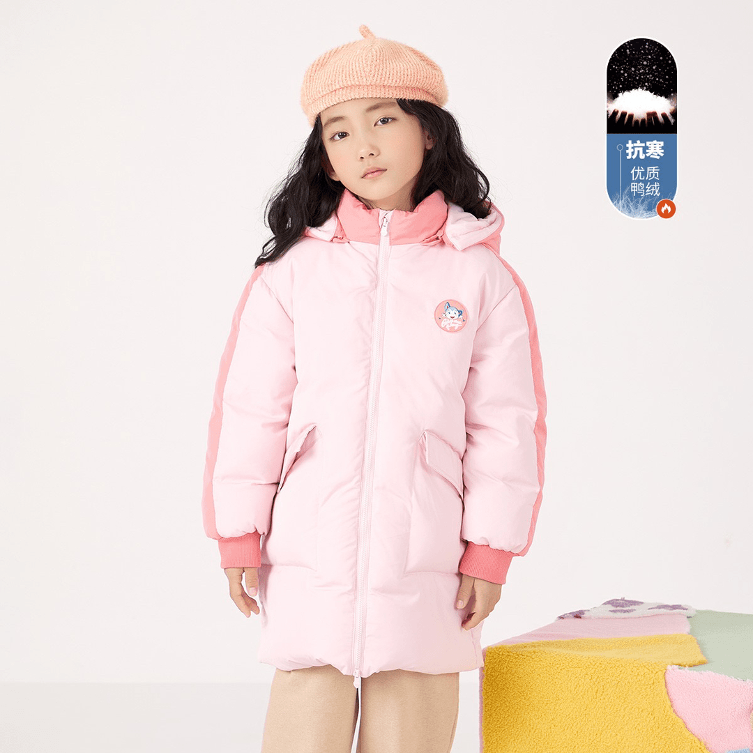 822247139童带帽中长款羽绒服（厚）