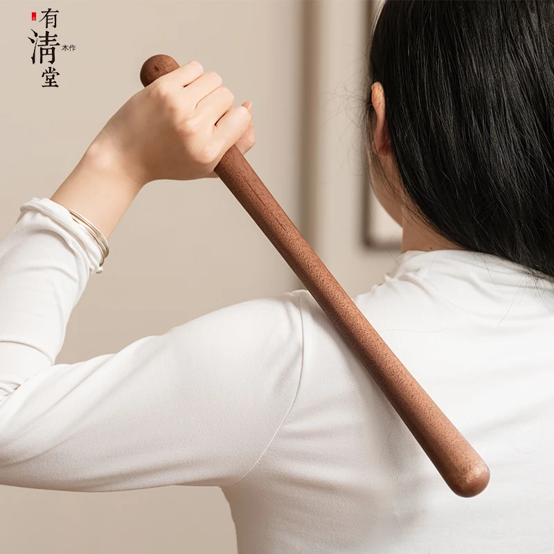 有清堂手持式实木筋骨棒震筋通骨去疲解乏腰背酸痛按摩棒拍打板棒
