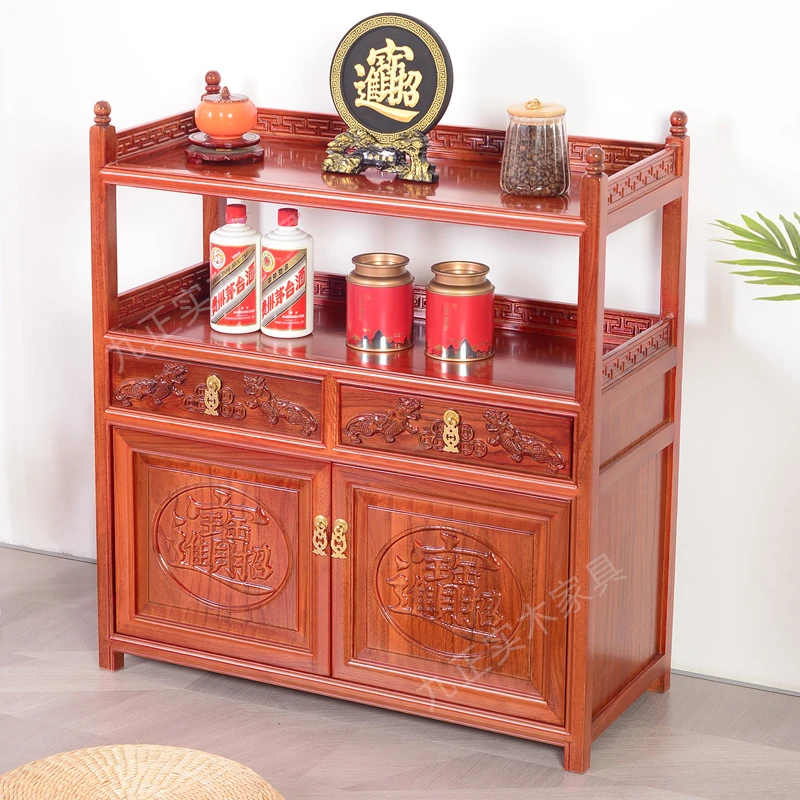 茶柜实木中式茶水柜客厅储物柜办公室置物架厨房餐边柜包间小柜子