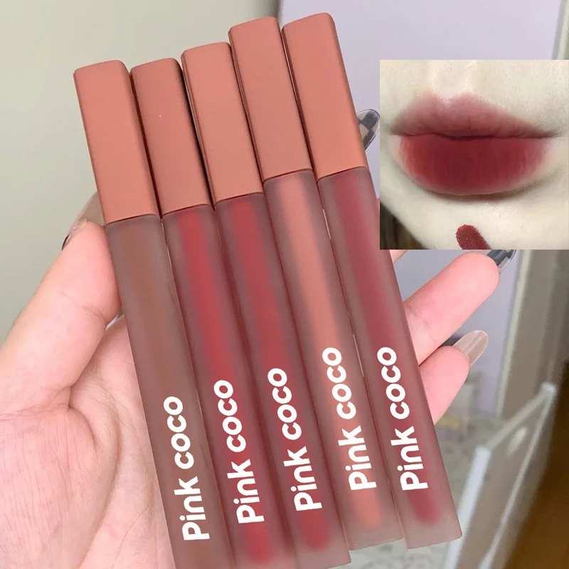 Pinkcoco唇霜哑光不沾杯口红柔雾棉花糖唇釉保湿滋润平价小众52