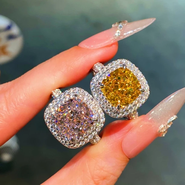 925银合成锆石戒指 豪镶方糖戒指 宫廷豪华D26