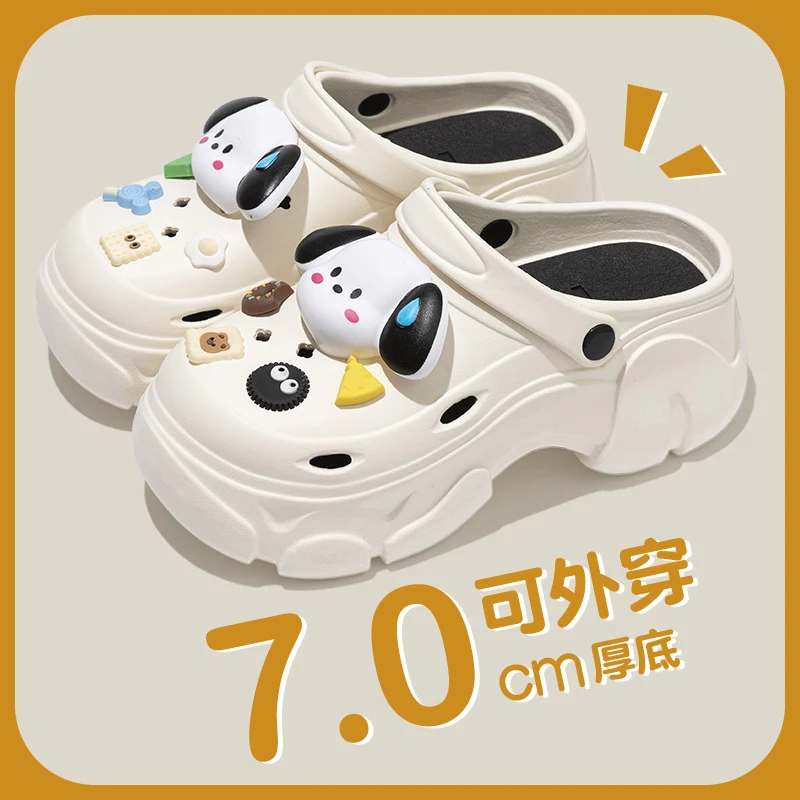 2024爆款可爱帕恰狗洞洞鞋eva材质防滑厚底高端女款外穿洞洞鞋