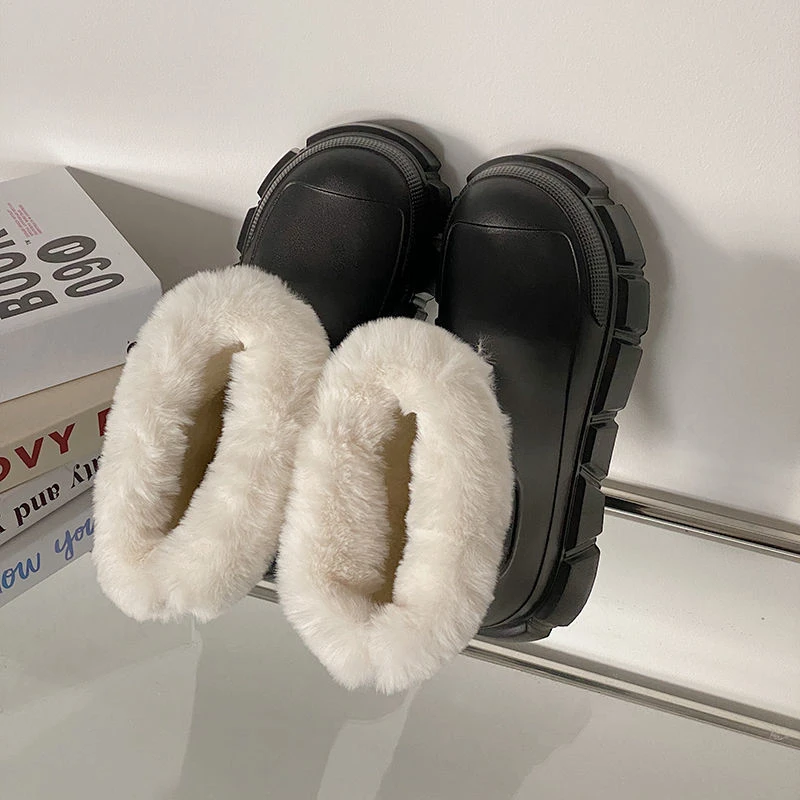 2025新款冬季可外穿雪地靴加绒加厚包根保暖棉拖鞋女士防滑防水