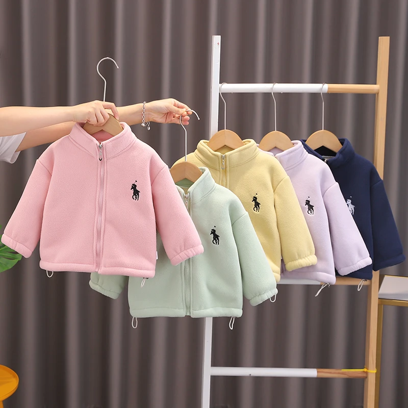 2025男女童秋冬加绒加厚外套立领儿童摇粒绒上衣男女宝宝韩版外套