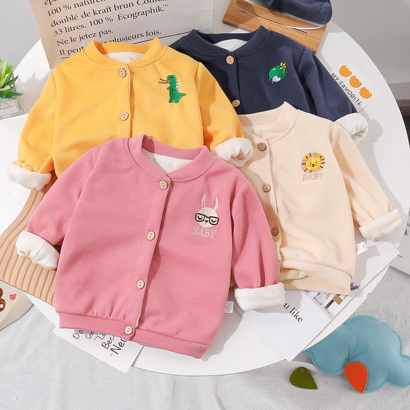 男女童2025春秋新款洋气保暖外套宝宝外出薄绒上衣婴幼儿加绒衣服