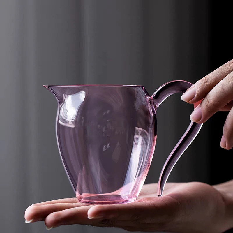 高硼硅耐热玻璃公道杯杯子分茶器家用紫色办公茶海