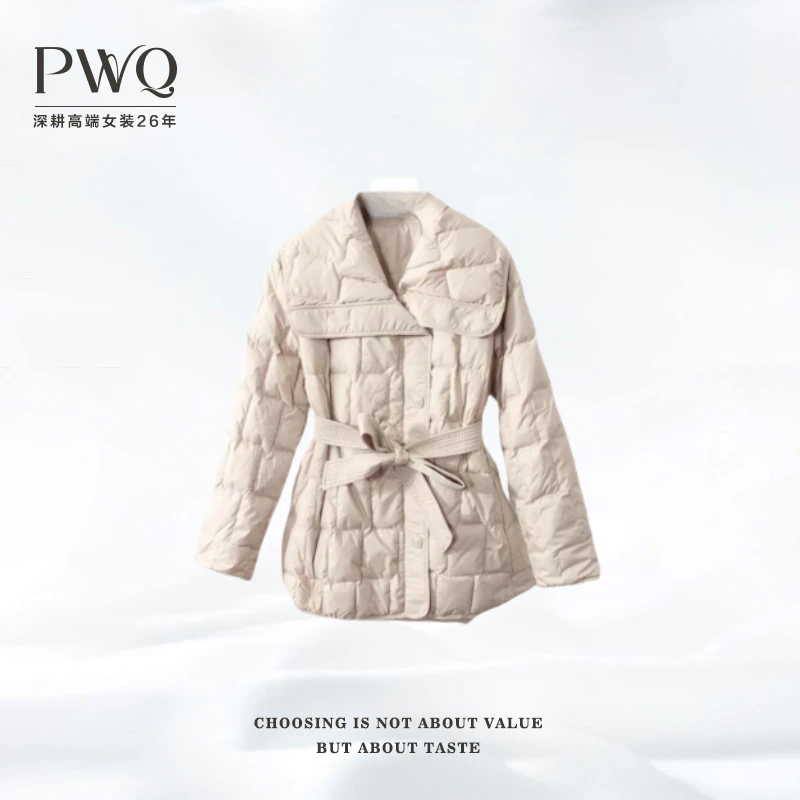 外套羽绒服收腰大翻领压格超显瘦LLT-102703