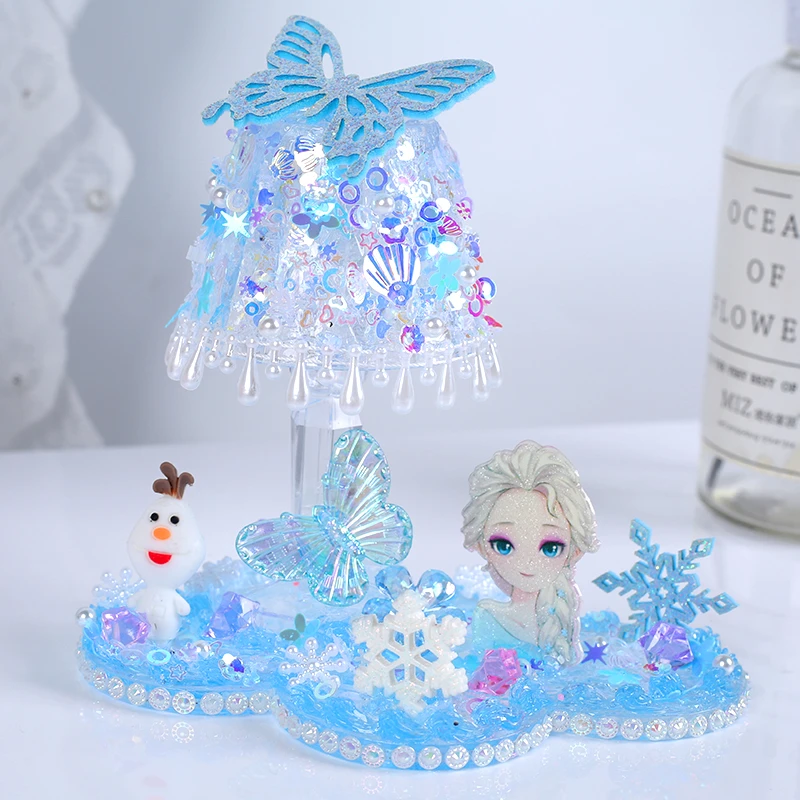 儿童手工diy水晶胶奶油胶水晶灯爱莎ins小夜灯材料包女孩益智玩具