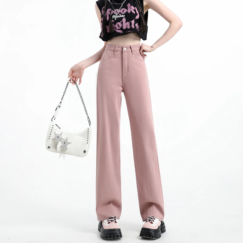 清货862秋季新款牛仔女拖地裤薄款宽松高腰显瘦不掉色直筒裤女