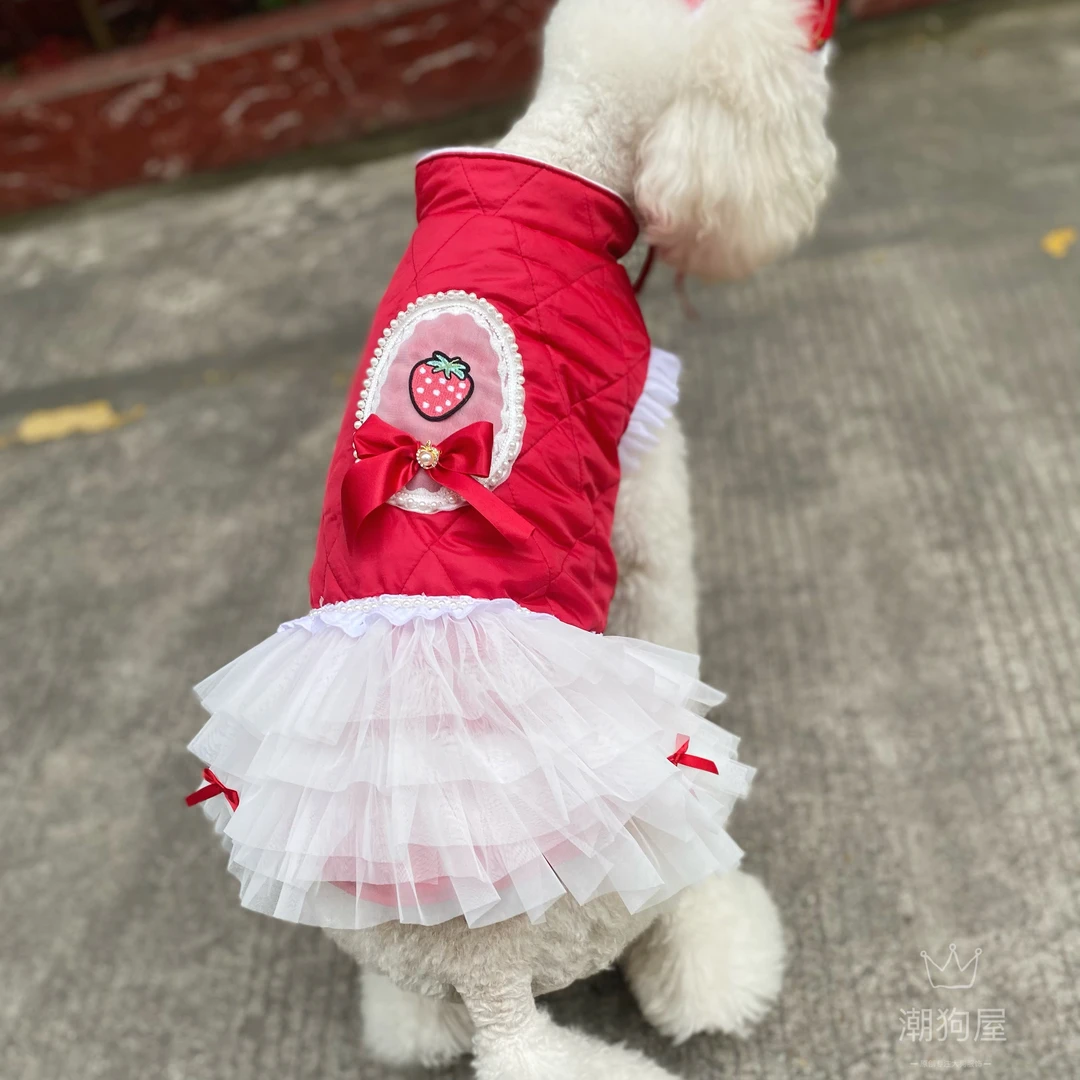 宠物冬装中大型狗马甲棉衣巨贵裙子拉多金毛棉衣大狗公主裙
