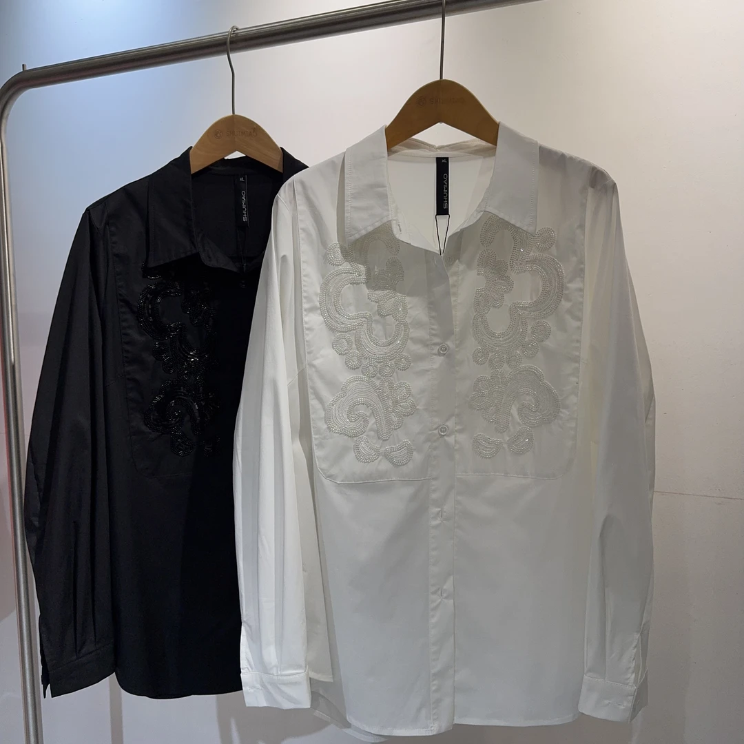 水淼2025春重工亮片刺绣衬衣0322