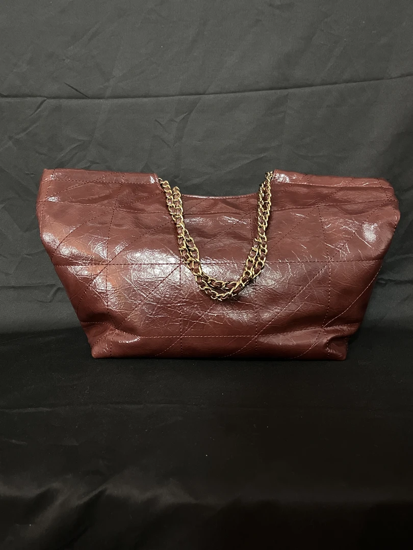 LQ-WITH-QUEEN真皮女包U裂纹单肩包红色