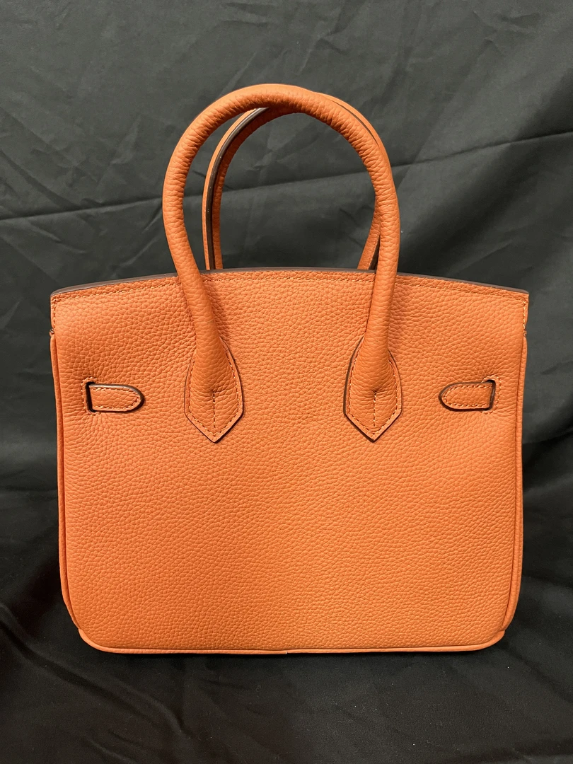 LQ-WITH-QUEEN真皮女包双手提橙色-25cm