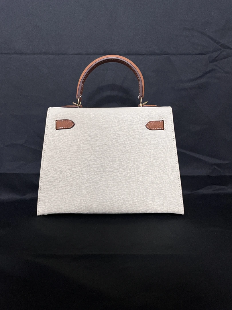 LQ-WITH-QUEEN真皮女包手提棕拼色白